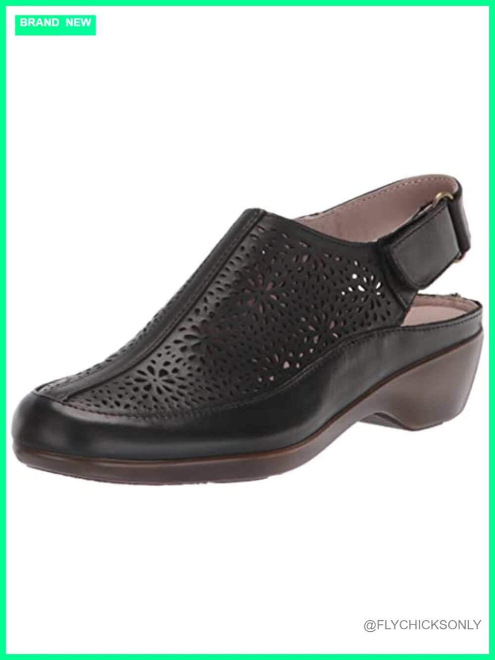 Easy Spirit Dawn Leather Slingback Perforated Flower Wedge